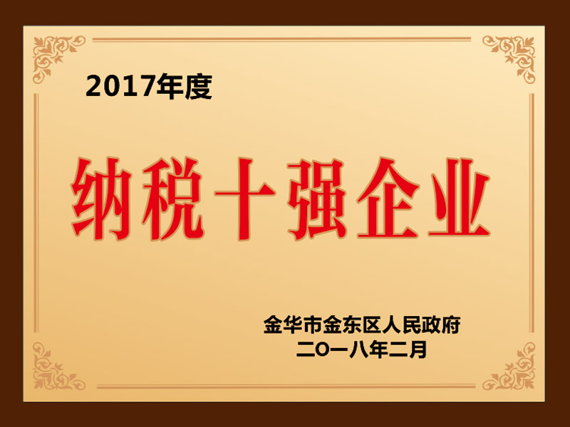  2017年度金华市金东区纳税十强企业